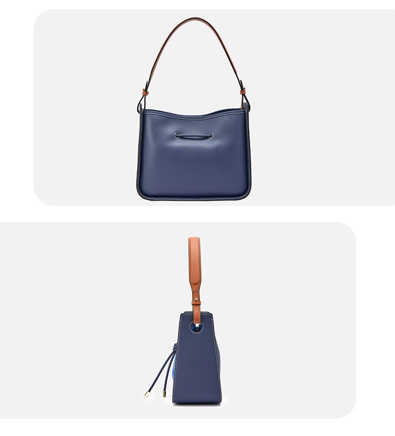 Light Luxury National Style Genuine Leather Underarm Bag Large Capacity