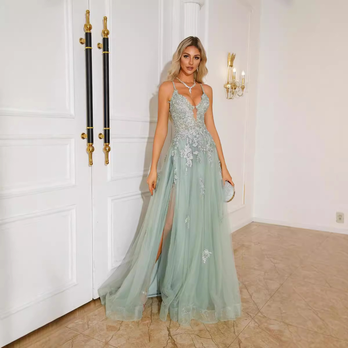 Women Evening Dresses Suspender Dance Dress Long - Image 1