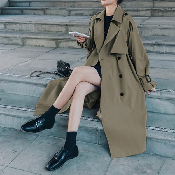 Women Trendy Trench Coat, Double Breasted Coat, Korean Women's Trench Coat, Elegant Oversize Trench Coat, Spring Clothing, Womens Clothing - Image 30