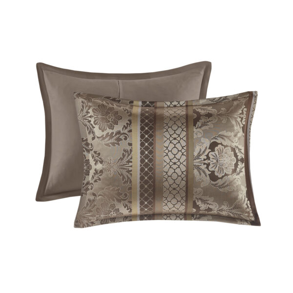 7 Piece Jacquard Comforter Set Brown Gold Cal King - Image 11