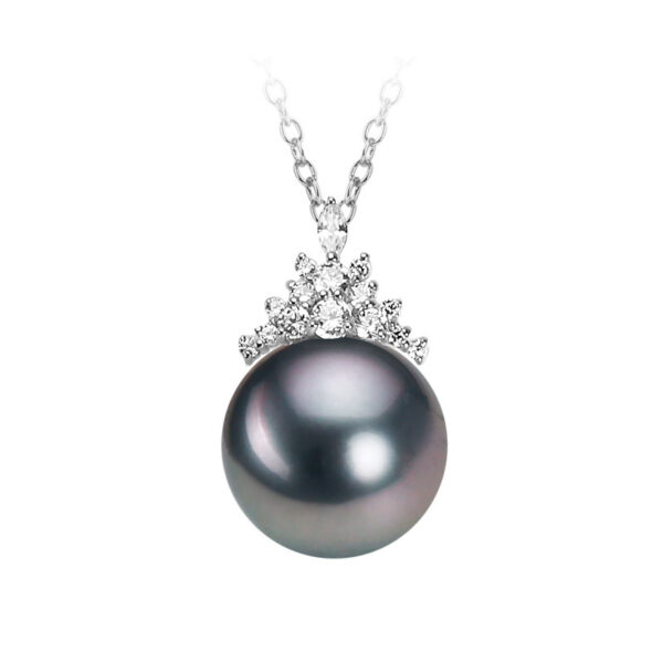 Black Pearl 18K Gold Pendant S925 Silver Necklace Female - Image 3