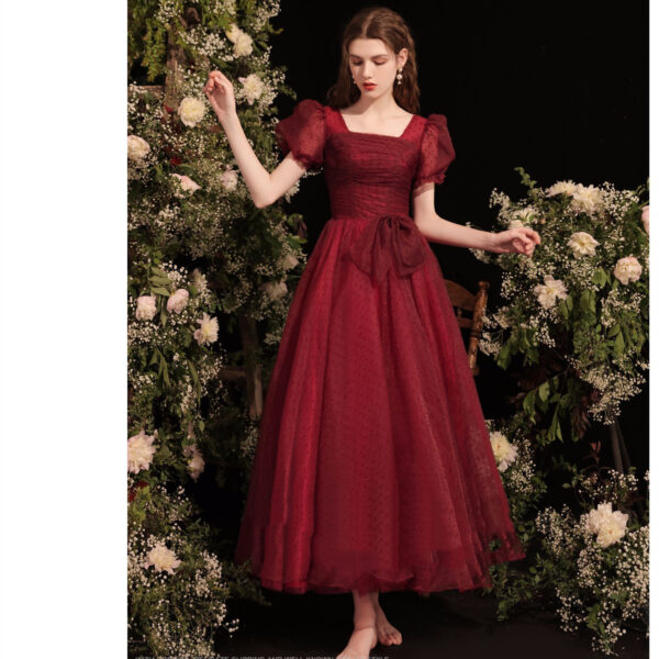 Women's Fashion Bubble Sleeve Polka Dot Dinner Party Annual Meeting Small Dress - Image 2