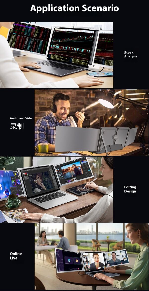 Portable Display Single-screen Dual-screen Display Three-screen Portable Display Notebook Sub-screen - Image 16
