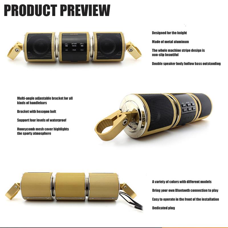 Motorcycle Bluetooth Music Player MP3 Motorcycle Stereo Speaker FM Radio Adjustable LED Screen - Image 6
