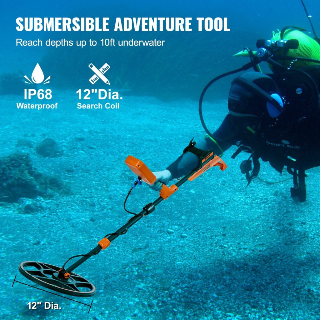 Waterproof Metal Detector, Professional Rechargeable Gold Detector, 39-50 In Adjustable With LCD 7 Modes Advanced DSP Chip Bluetooth Headset, IP68 For Detecting Gold Treasure Hunting