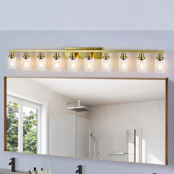 10 Light Gold Vanity Lights For Mirror, 52inch Modern Gold Bathroom Wall Lighting For Bedroom, Living Room - Image 14
