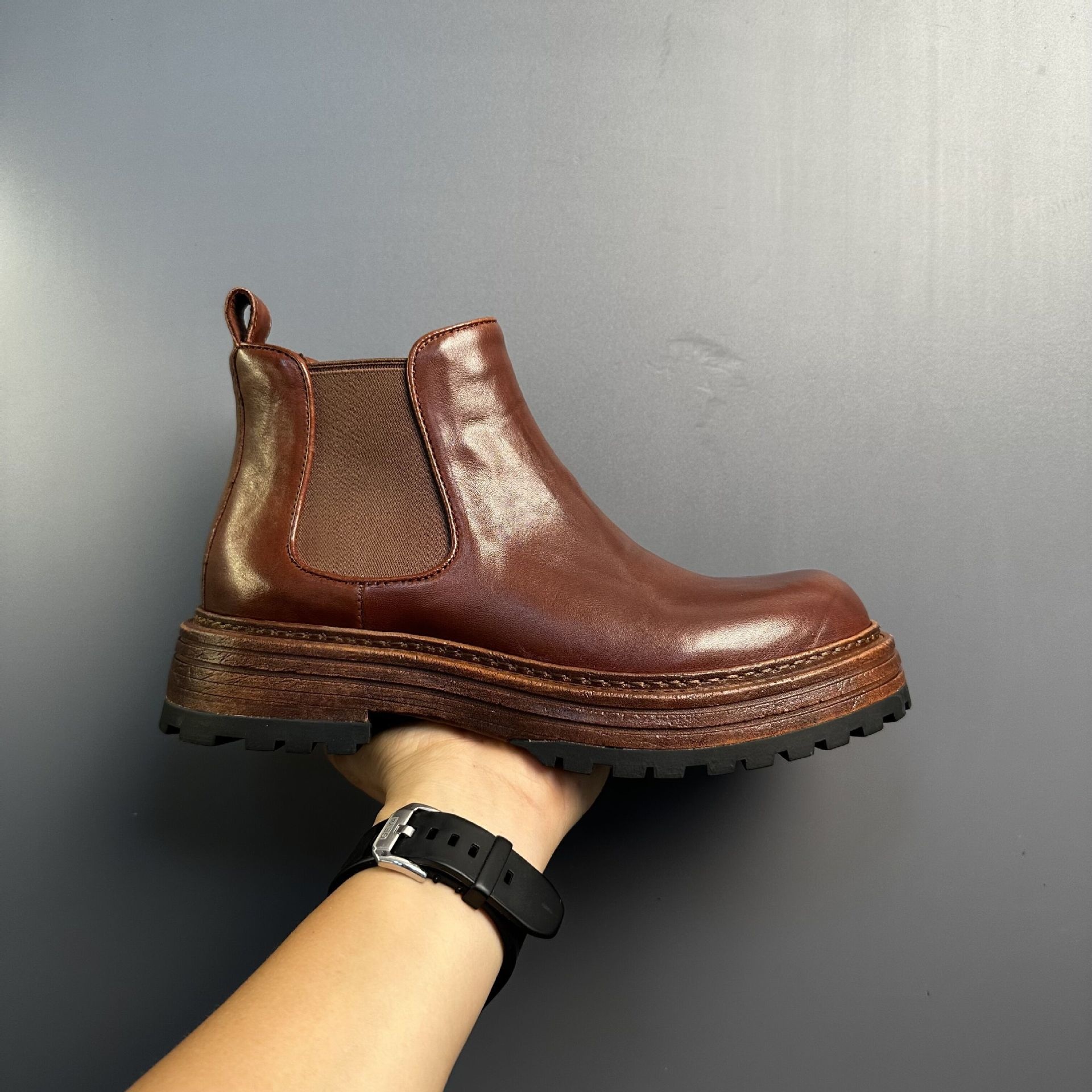 Men's Genuine Leather Retro Horse Leather High-top Martin Boots - Image 7