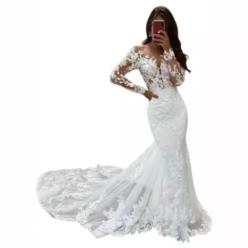 Deep V Fishtail Wedding Dress Sexy Temperament Fashionable Stylish Flattering - Image 7