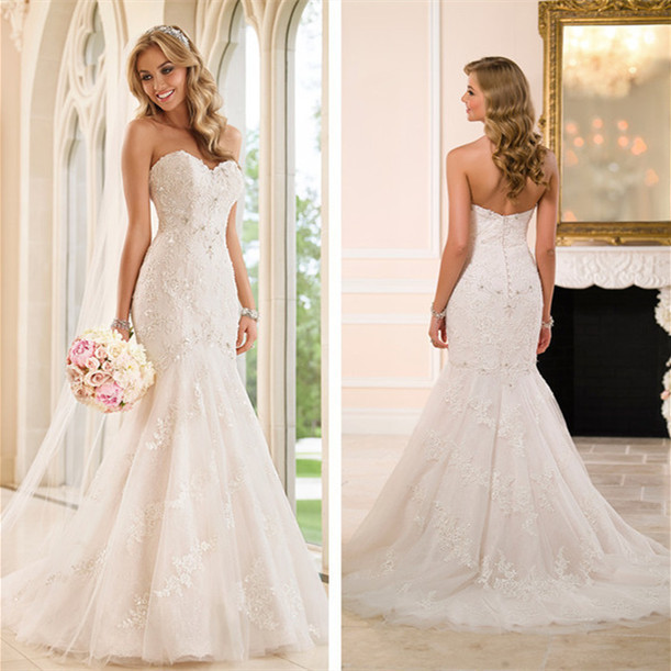 Trailing wedding dress tube top lace wedding dress - Image 1