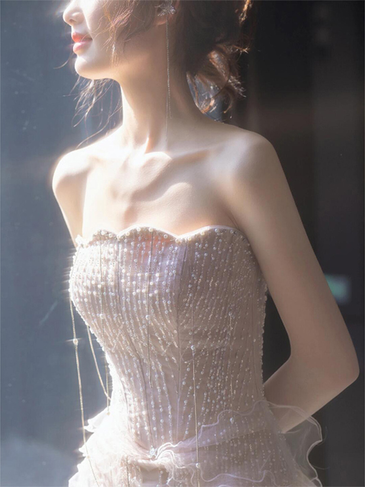 Evening Dress French Tube Top Bride Banquet Fishtail Dress - Image 4