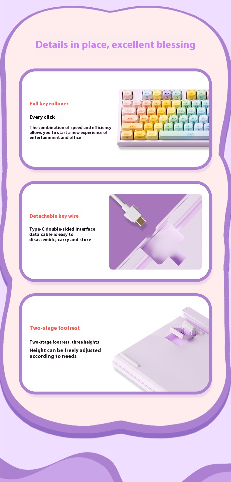 Colored Sugar Cat Mechanical Keyboard The Third Mock Examination Bluetooth - Image 16