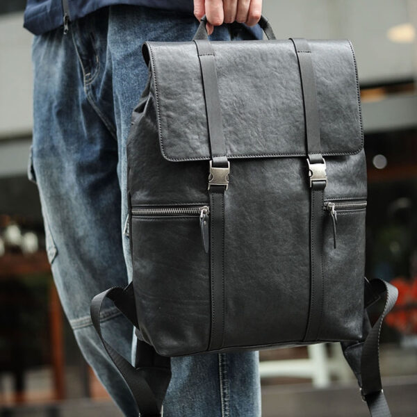 Business Commuting Cowhide Large Capacity Backpack - Image 2