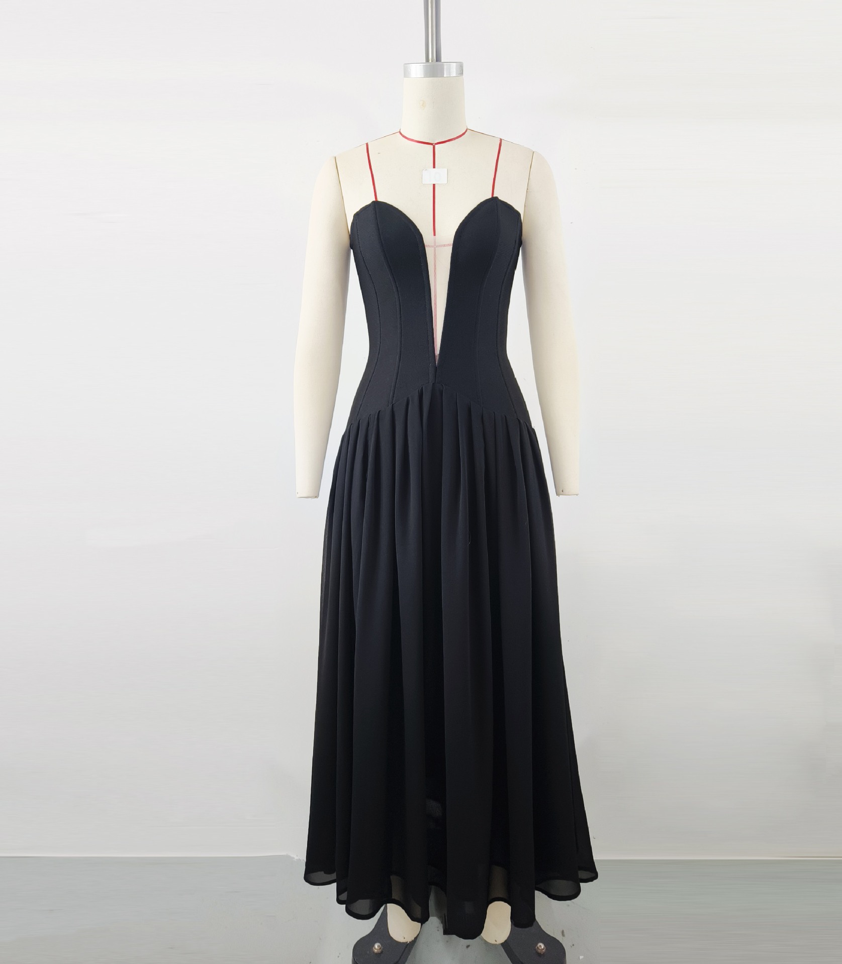 European And American Mesh Stitching Bandage One-piece Dress Deep V Birthday Graduation Season Dress - Image 9