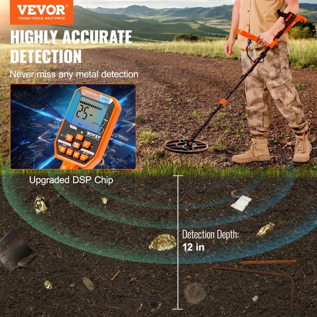 Waterproof Metal Detector, Professional Rechargeable Gold Detector, 39-50 In Adjustable With LCD 7 Modes Advanced DSP Chip Bluetooth Headset, IP68 For Detecting Gold Treasure Hunting