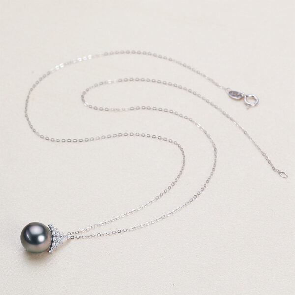 Black Pearl 18K Gold Pendant S925 Silver Necklace Female - Image 4
