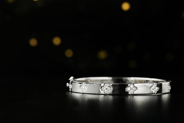 Women's Vintage Clover S925 Silver Gold Plated Bracelet - Image 2