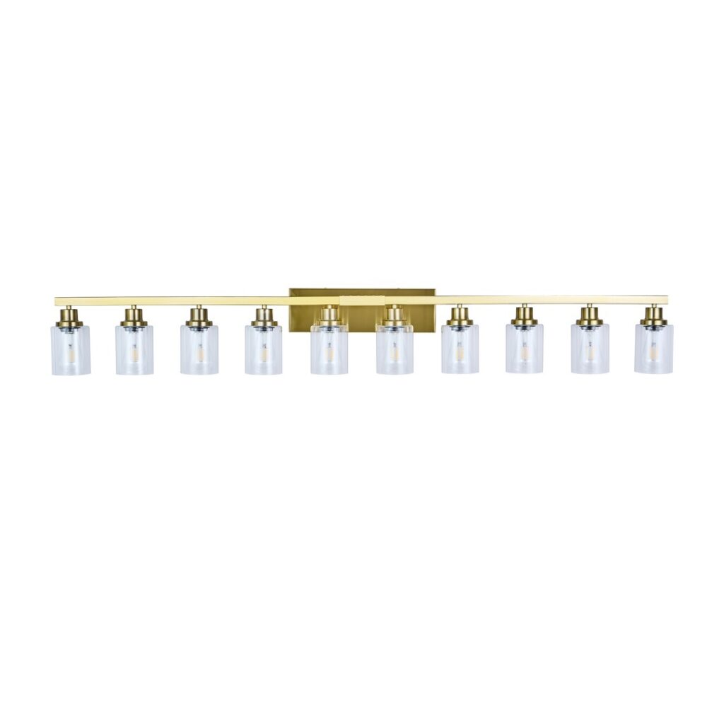 10 Light Gold Vanity Lights For Mirror, 52inch Modern Gold Bathroom Wall Lighting For Bedroom, Living Room