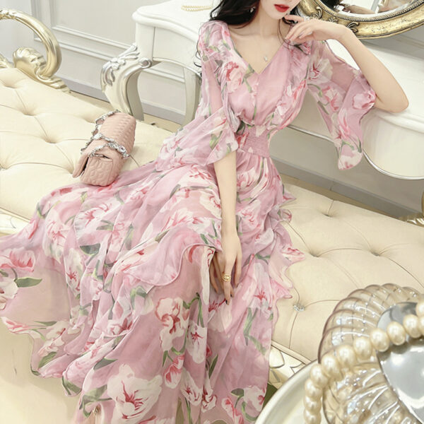 Women's Sweet And Elegant Printed Chiffon Dress