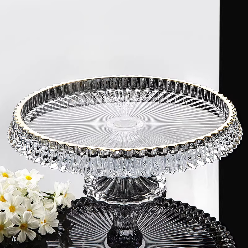 High-end Crystal Glass Fruit Bowl With Gold Trim - Image 7