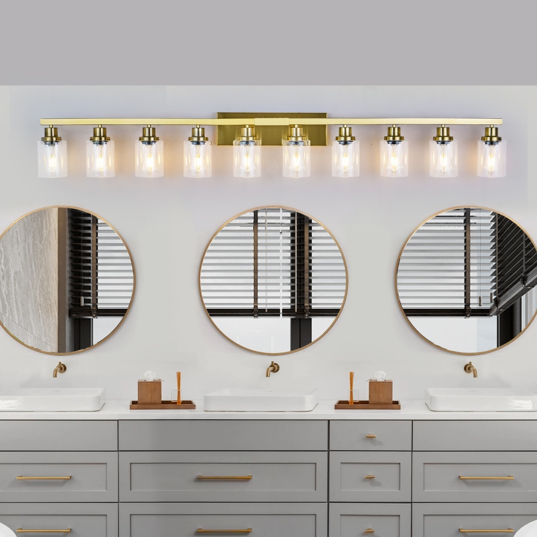 10 Light Gold Vanity Lights For Mirror, 52inch Modern Gold Bathroom Wall Lighting For Bedroom, Living Room - Image 1