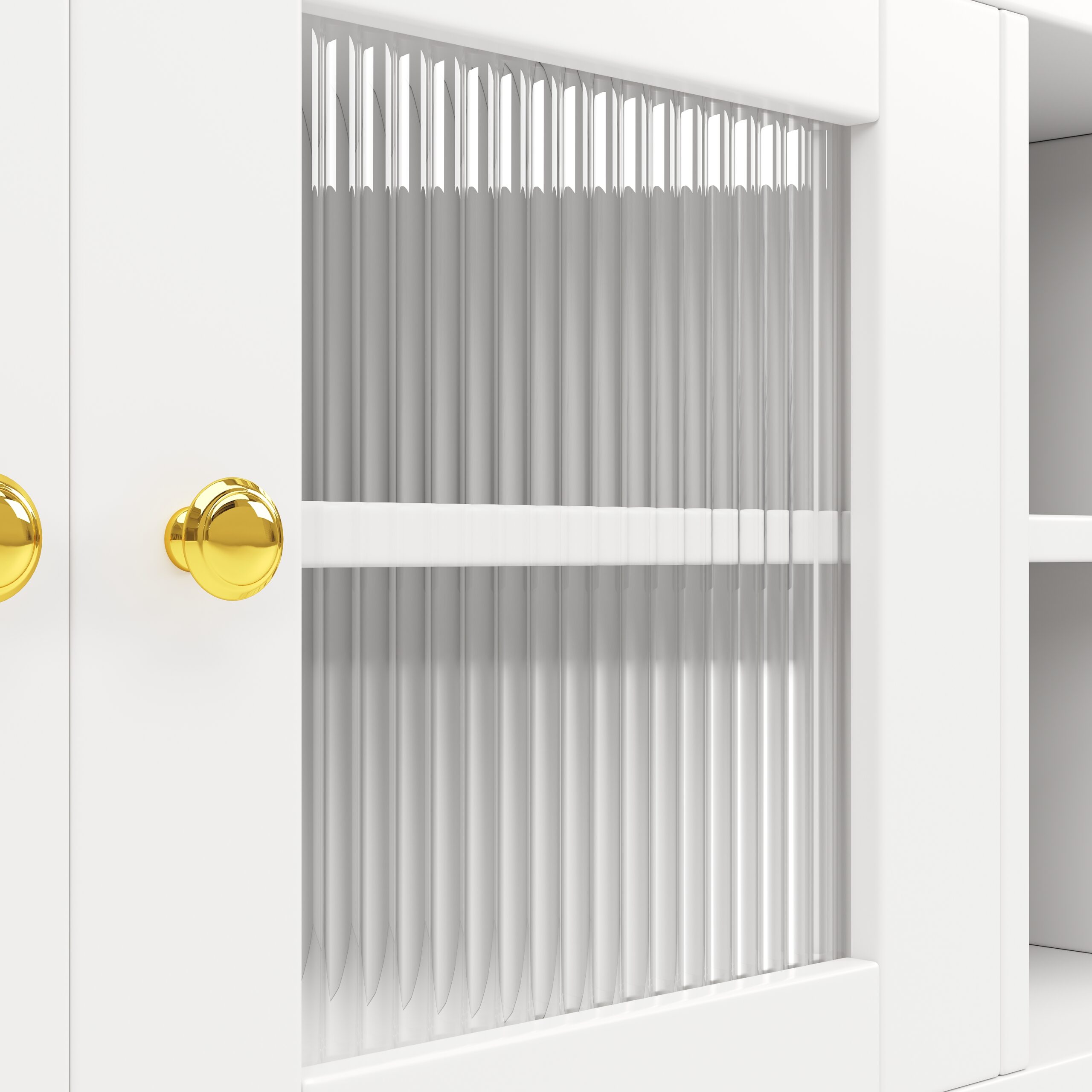 Multi-purpose Storage Cabinet145 X 39 X 171 Cm, Modern Design, With Changhong Glass Door, Wine Glass Holder, Multi-layered Storage Space, White With Gold Decoration, Suitable For Home And Restaurant - Image 19