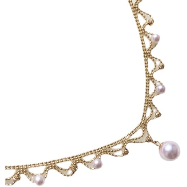 Aurora Japanese 18k Gold Lace Pearl Necklace - Image 3
