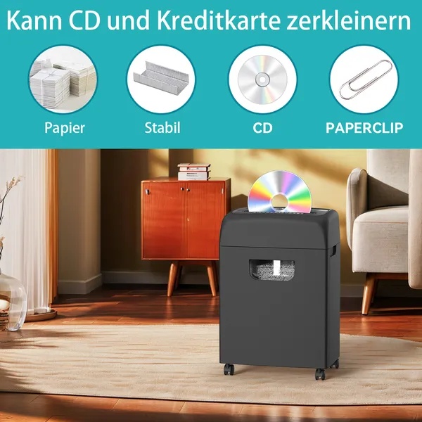 Woolsche Paper Shredder For Home,18-Sheets Cross Cut With 5.28 Gallon Pull Out Bin,P-4 Security Level, Shred Paper And Credit Card And CD,Ultra-quiet - Image 5