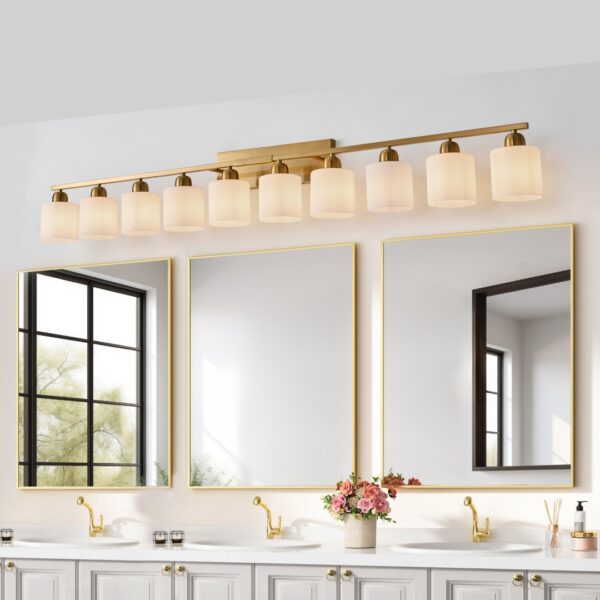 65inch Gold Bathroom Light Fixtures, Modern Bathroom Vanity Light With Milky White Glass Shade, Gold Wall Lamp Sconces For Mirror Bedroom, Living Room Hallway - Image 10