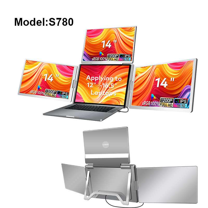 Portable Triple-screen Display Connect Three Screens With A Single Cable Laptop Secondary Display Monitor - Image 24
