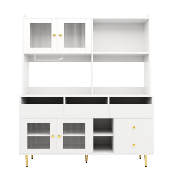 Multi-purpose Storage Cabinet145 X 39 X 171 Cm, Modern Design, With Changhong Glass Door, Wine Glass Holder, Multi-layered Storage Space, White With Gold Decoration, Suitable For Home And Restaurant - Image 14