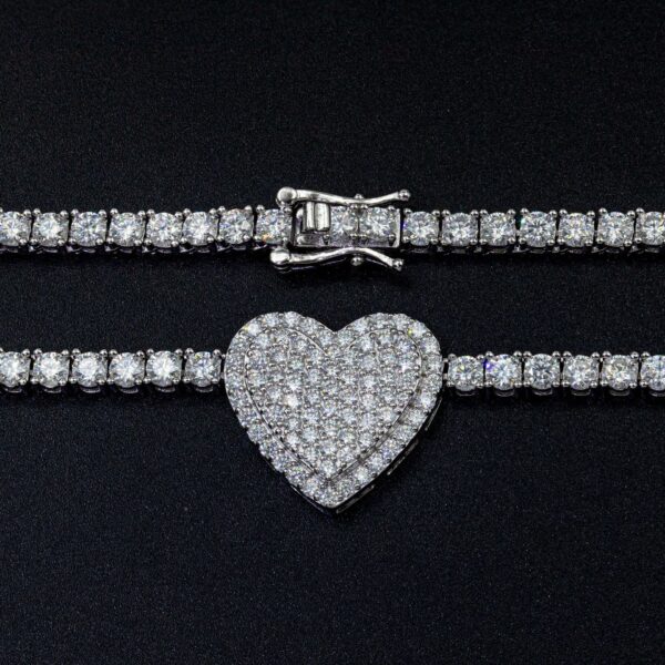 925 Silver Set Moissani Hip-hop Personalized Rose Necklace - Image 4