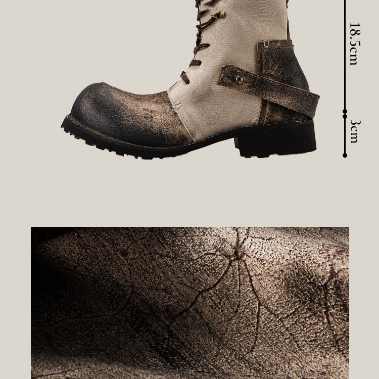 Outdoor Japanese Vintage Shoes Canvas Martin Boots
