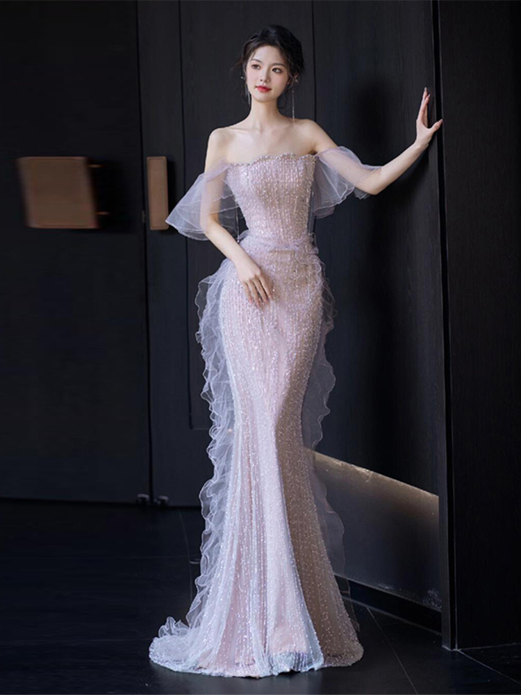 Evening Dress French Tube Top Bride Banquet Fishtail Dress - Image 10
