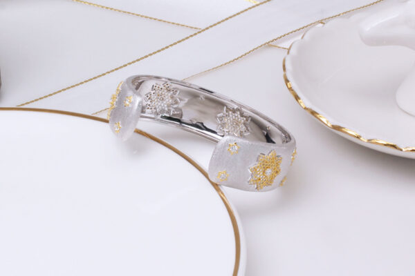 925 Silver Gold Plated Divided Snowflake Bracelet - Image 5