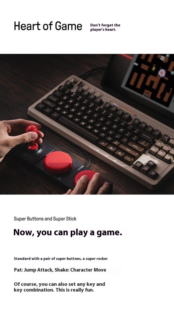 Retro Mechanical Gaming Keyboard Wireless Bluetooth With Rocker - Image 11