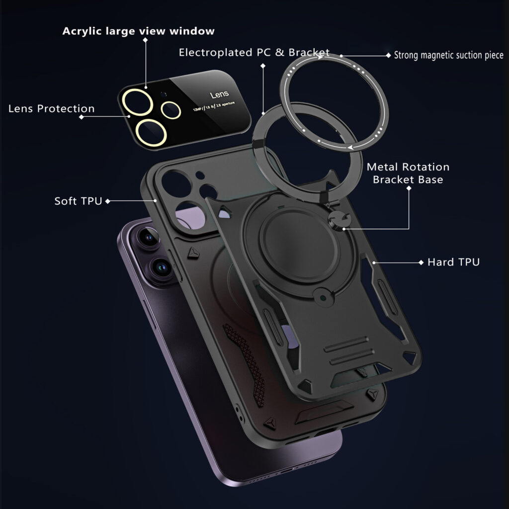 U-shield Large Window Magnetic Bracket Phone Case Advanced Sense Protective Cover