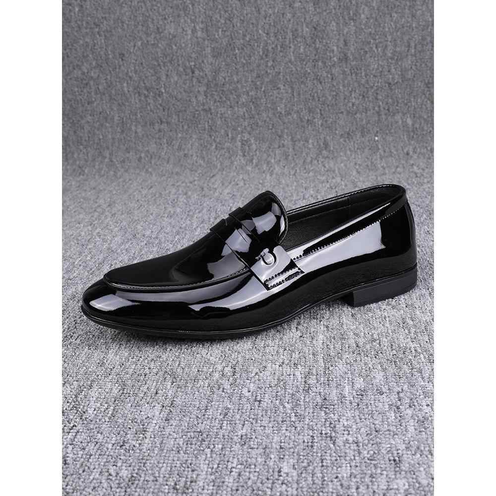Glossy Slip-on Casual Breathable Business Formal Wear Leather Shoes - Image 4