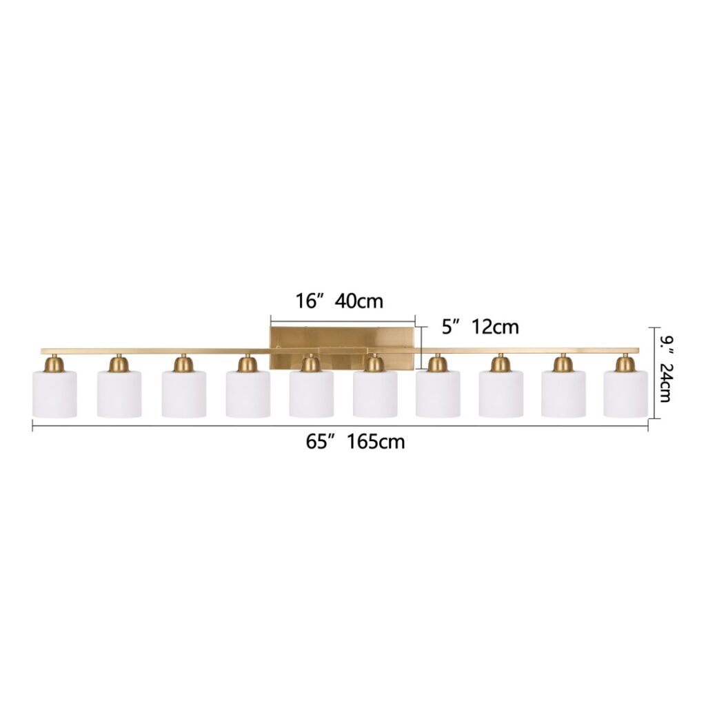 65inch Gold Bathroom Light Fixtures, Modern Bathroom Vanity Light With Milky White Glass Shade, Gold Wall Lamp Sconces For Mirror Bedroom, Living Room Hallway