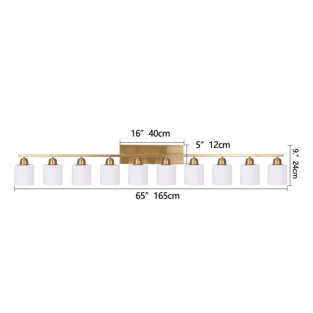 65inch Gold Bathroom Light Fixtures, Modern Bathroom Vanity Light With Milky White Glass Shade, Gold Wall Lamp Sconces For Mirror Bedroom, Living Room Hallway - Image 3