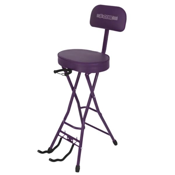 5Core Guitar Stool 3.15" Padded Chair W Backrest Foldable Music Seat Built In Foot Rest Guitar Stand - Image 7