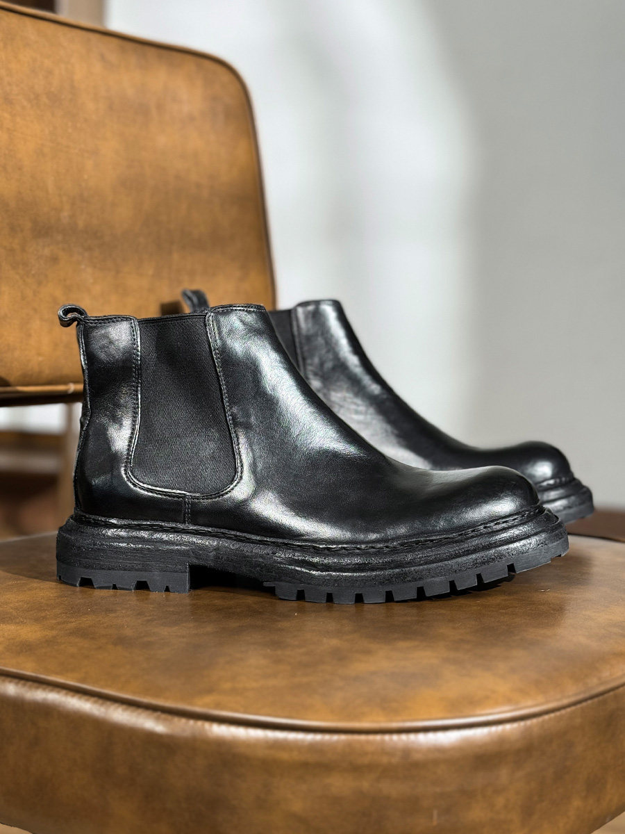 Men's Business Thick-Sole Height-Increasing Vintage Leather Boots - Image 6