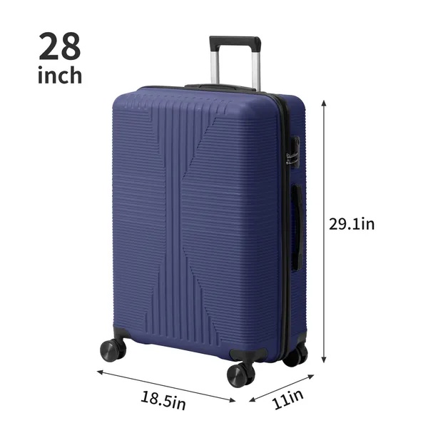 Non-TSA Customs Lock 3-in-1 PP Trolley Case, 20in, 24in, 28in, PP, Navy Blue - Image 6