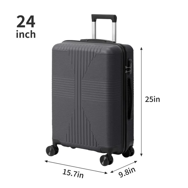 Non-TSA Customs Lock 3-in-1 PP Trolley Case, 20in, 24in, 28in, PP, Dark Gray - Image 3