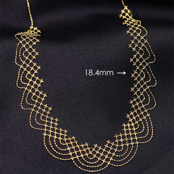 18K Gold Tassel Rainbow Lace Woven Style Wooden Ear Wide Necklace - Image 4
