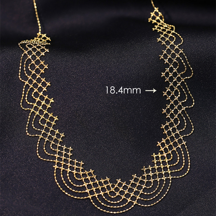 18K Gold Tassel Rainbow Lace Woven Style Wooden Ear Wide Necklace - Image 4