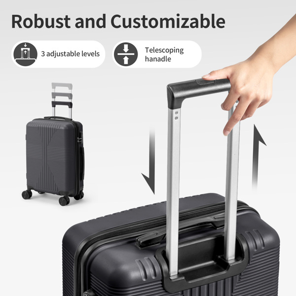 Non-TSA Customs Lock 3-in-1 PP Trolley Case, 20in, 24in, 28in, PP, Dark Gray - Image 22