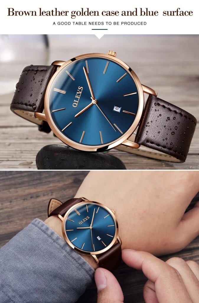 Fashion Casual Watch Men Luxury Brand Mens Watches Leather Sport Waterproof Auto Date Quartz Wristwatch