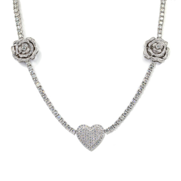 925 Silver Set Moissani Hip-hop Personalized Rose Necklace - Image 5