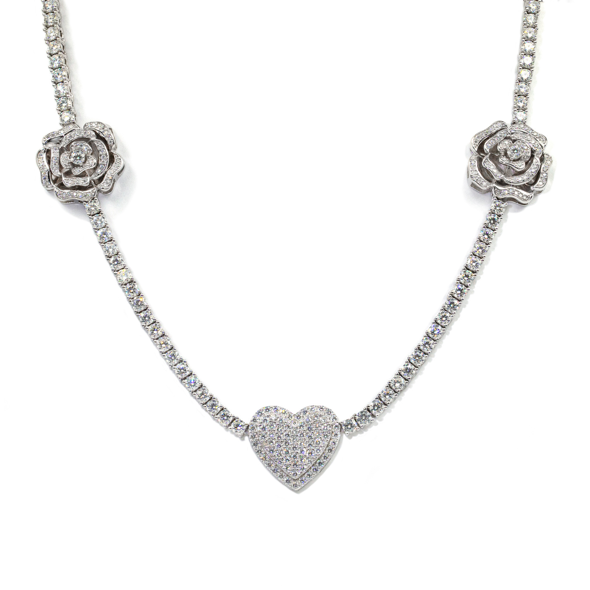 925 Silver Set Moissani Hip-hop Personalized Rose Necklace - Image 5