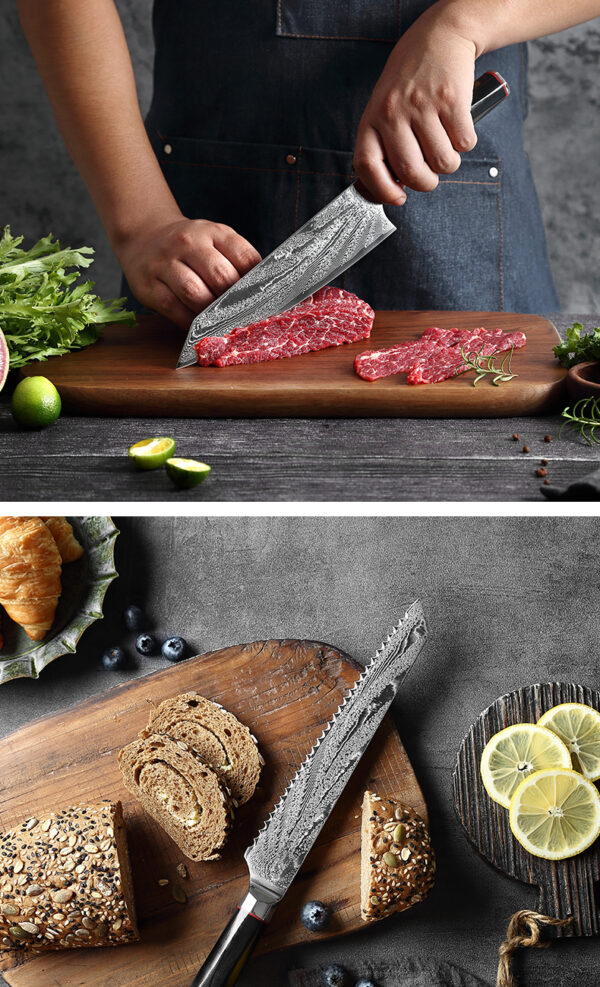 Damascus Steel Knife Chef's Knife Set Knife - Image 14